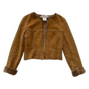 Vintage Chanel 1999 tan suede sheepskin cropped jacket, size fr 38.